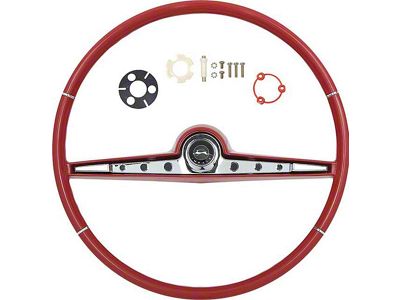 Full Size Chevy Complete Steering Wheel Assembly, Red, Impala, 1962
