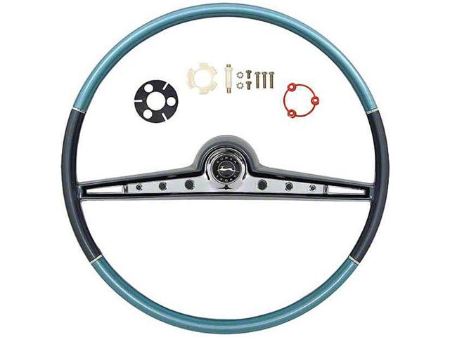 Full Size Chevy Complete Steering Wheel Kit, Blue, Impala SS, 1962