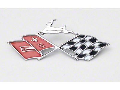 Full Size Chevy Console Shift Plate Emblem, Crossed-Flags, Impala SS,1961-1962