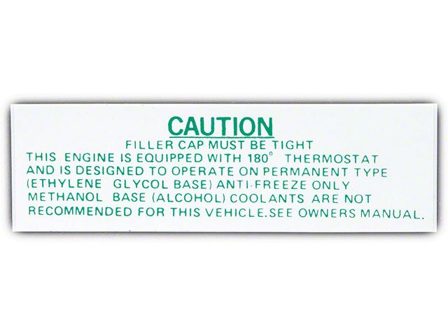 Full Size Chevy Cooling System Caution Decal, 1965-1966