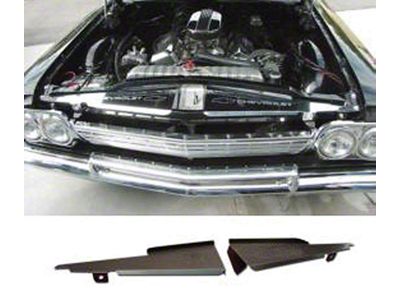 Full Size Chevy Core Support Filler Panels, Black Anodized,1962-1964