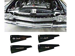 Full Size Chevy Core Support Filler Panels, Black, With Logo/Design, 1963 