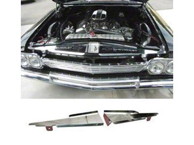 Full Size Chevy Core Support Filler Panels, Polished, 1962-1964
