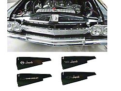 Full Size Chevy Core Support Filler Panels, Polished, With Logo/Design, 1963