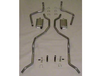 Full Size Chevy Dual Exhaust System, Stainless Steel 2-1 & 2, Small Block, With Turbo Mufflers, 1960-1964