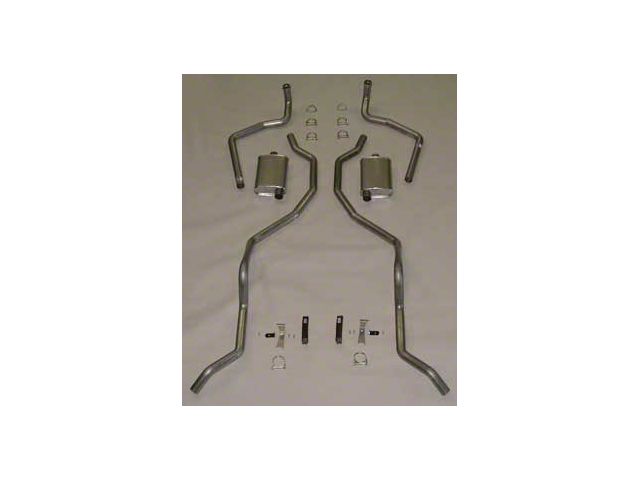 Full Size Chevy Dual Exhaust System, Stainless Steel 2-1 & 2, Small Block, With Turbo Mufflers, 1960-1964