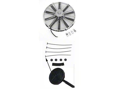 Full Size Chevy Electric Cooling Fan, Reversible, 16, Chrome, 1958-1972