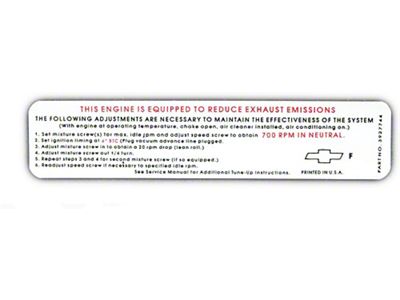 Emission Decal (1968 Biscayne; 1968 Impala)