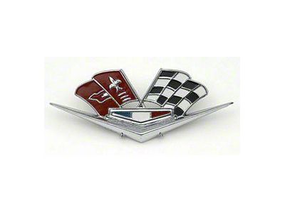 Full Size Chevy Front Fender Crossed-Flags & V Emblem, 327ci & 409ci, 1962-1963