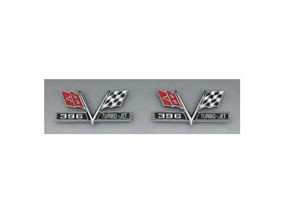 Full Size Chevy Front Fender Emblems, 396ci Turbo-Jet, 1965-1967