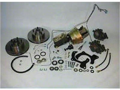 Full Size Chevy Complete Front Power Disc Brake Kit, With 9 Booster & Stainless Steel Lines, 1965-1968