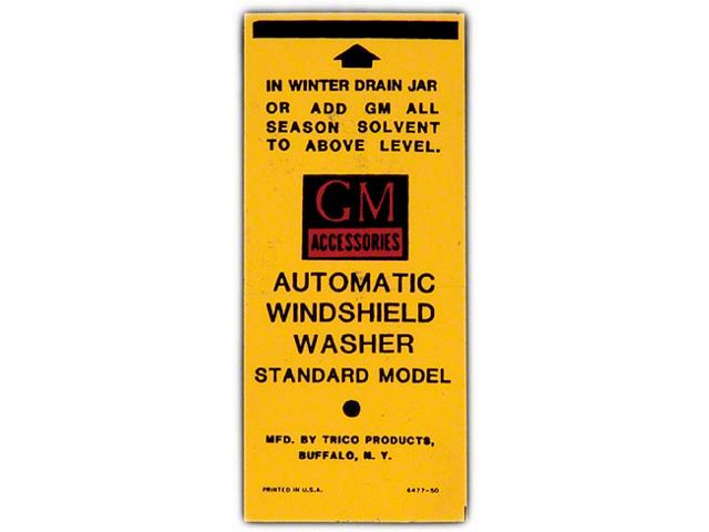 Full Size Chevy GM Windshield Bottle Bracket Decal, 1958-1961