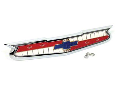 Full Size Chevy Hood Emblem Assembly, 6-Cylinder, 1958