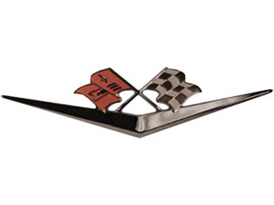 Full Size Chevy Hood Emblem, Crossed-Flags, 348ci, 1959