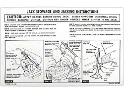 Jack Stowage & Jacking Instructions Sheet (1958 Biscayne; 1958 Del Ray; 1958 Impala)