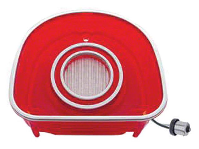Full Size Chevy LED Back-Up Light Lens, With Three Chrome SS Trim Rings, Impala & Caprice, 1968