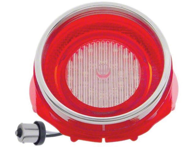 Full Size Chevy LED Back-Up Light Lens, With SS Trim Ring, Impala, 1965
