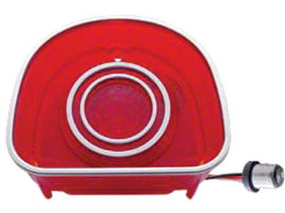 Full Size Chevy LED Taillight Lens, Red, With Three SS TrimRings, Impala & Caprice, 1968