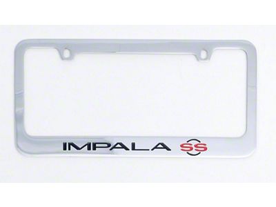 Full Size Chevy License Plate Frame, Chrome, With Engraved Impala Script & SS Logo, 1963-1964
