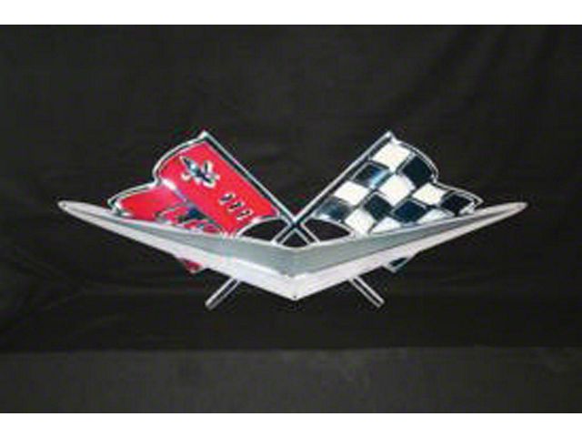 Full Size Chevy Metal Sign, Cross Flags & Chrome V