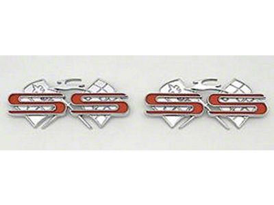 Full Size Chevy Quarter Panel Crossed-Flags Emblems, ImpalaSS, 1961