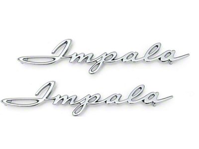 Full Size Chevy Quarter Panel Script Emblems, Impala, 1961