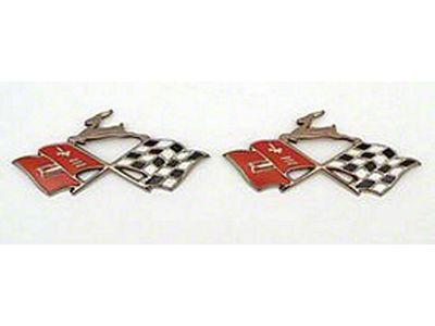 Full Size Chevy Rear Quarter Panel Crossed-Flags Emblems, Impala, 1959