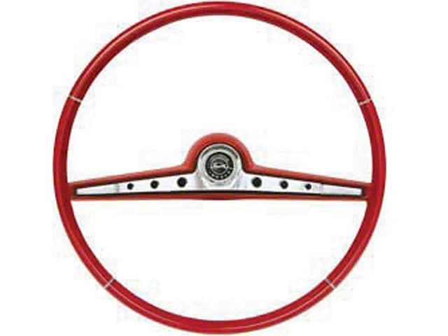 Full Size Chevy Steering Wheel, Red, Impala, 1962