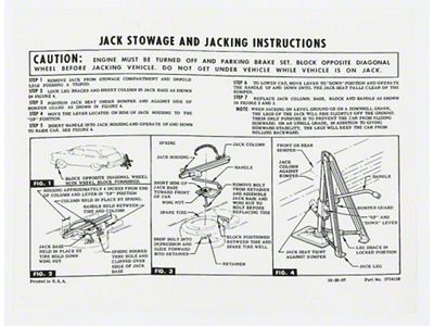 Full Size Chevy Stowage & Jacking Instructions Sheet, Wagon, 1958
