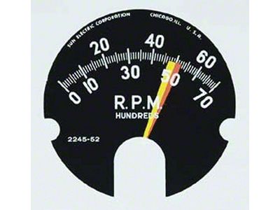 Full Size Chevy Tachometer Face Decal, 7000 RPM & 5200 Red Line, 1962
