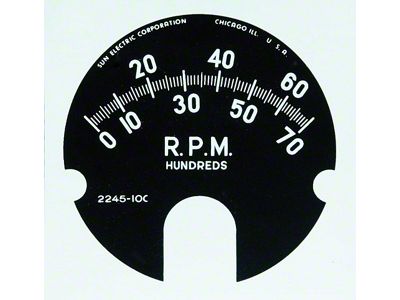 Full Size Chevy Tachometer Face Decal, 7000 RPM & No Red Line, 1961