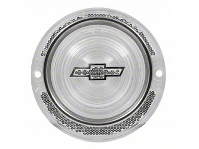 Full Size Chevy Taillight Lens Clear with Blue Bowtie Logo,With Chrome Molding 1963