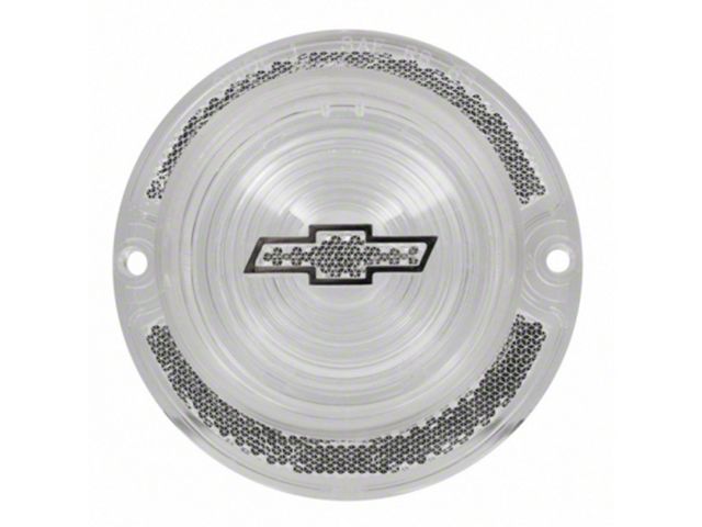 Full Size Chevy Taillight Lens Clear with Chrome Bowtie Logo, 1963