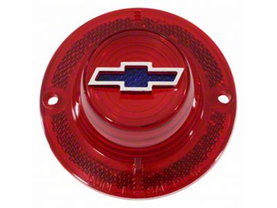 Full Size Chevy Taillight Lens Red with Blue Dot Bowtie Logo, 1962