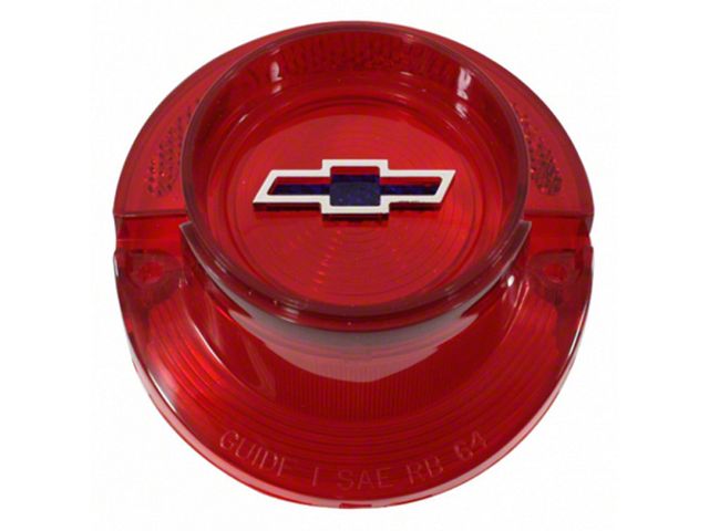 Full Size Chevy Taillight Lens Red with Blue Dot Bowtie Logo, 1964