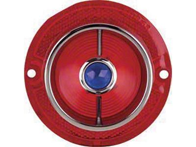 Full Size Chevy Taillight Lens, With Blue Dot and Chrome Ring, 1963
