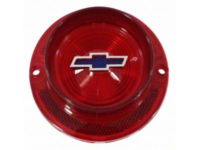 Full Size Chevy Taillight Lens, With Blue Dot Bowtie Logo, With Chrome Trim, 1963