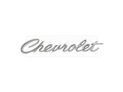 Full Size Chevy Trunk Lid Emblem, With Word Chevrolet, Impala, Bel Air, Biscayne & Wagon, 1966 & 1968