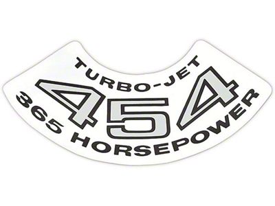 Full Size Chevy Turbo-Jet Air Cleaner Decal, 454ci/365hp, 1970