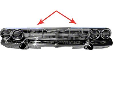 Full Size Chevy Upper Grille Molding, Pair, 1961
