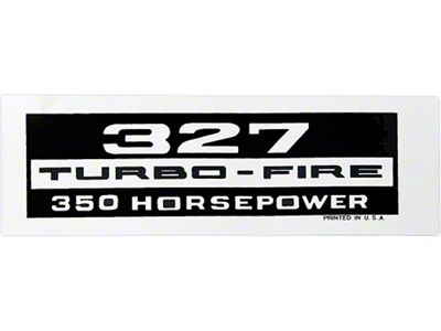 Full Size Chevy Valve Cover Decal, 327ci/350hp Turbo-Fire, 1958-1964