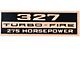 Full Size Chevy Valve Cover Decal, Turbo-Fire, 327ci/275hp,1966