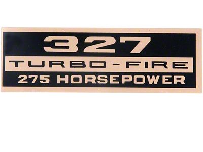 Full Size Chevy Valve Cover Decal, Turbo-Fire, 327ci/275hp,1966