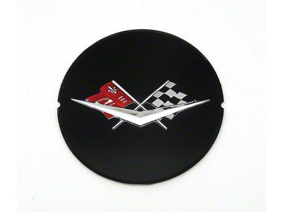 Full Size Chevy Wheel Spinner Insert, With Crossed-Flags Logo, Black,1959-1960