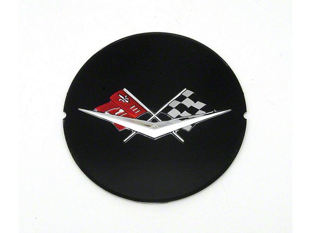 Full Size Chevy Wheel Spinner Insert, With Crossed-Flags Logo, Black,1959-1960