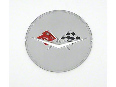 Full Size Chevy Wheel Spinner Insert, With Crossed-Flags Logo, Silver, 1959-1960