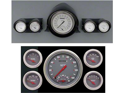 Classic Instruments Full Size Chevy Custom Gauge Set, Gray Face, With Red & White Lettering, S & G, Classic Instruments, 1959-1960