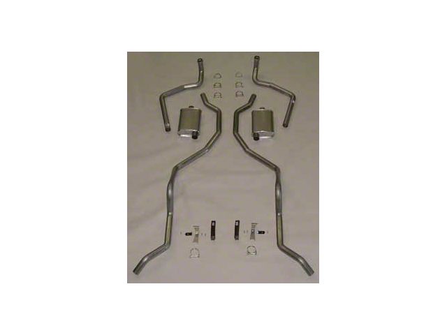 Full Size Chevy Dual Exhaust System, Stainless Steel 2-1 & 2, Big Block 348ci & 409ci, With Turbo Mufflers, 1960-1964