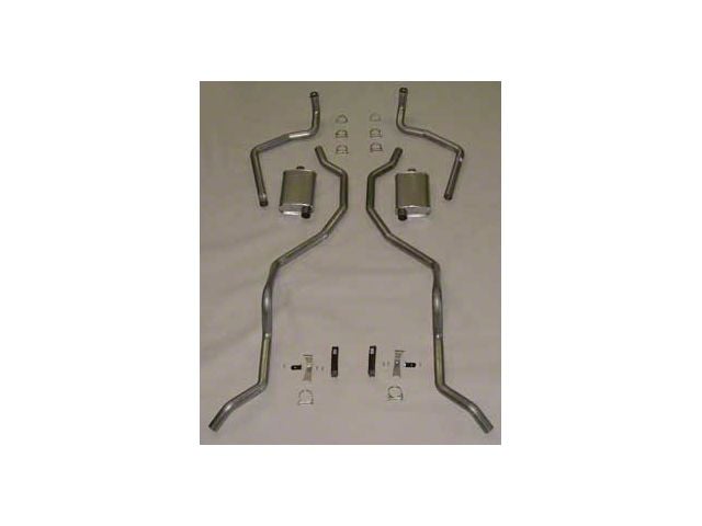 Full Size Chevy Dual Exhaust System, Aluminized 2-1 & 2, Big Block 348ci & 409ci, With Turbo Mufflers, 1960-1964