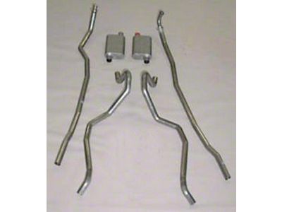Full Size Chevy Dual Exhaust System, Small Block, With Stock 2 Exhaust Manifolds, 2-1 & 2, Turbo, Aluminized, 1965-1966